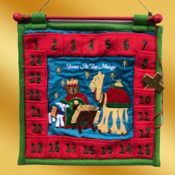 Christmas Holiday Paws At The Manger Animal Nativity Advent Calendar 13x13 - Picture 1 of 12